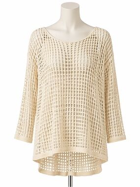 Cream Crochet Knit Top